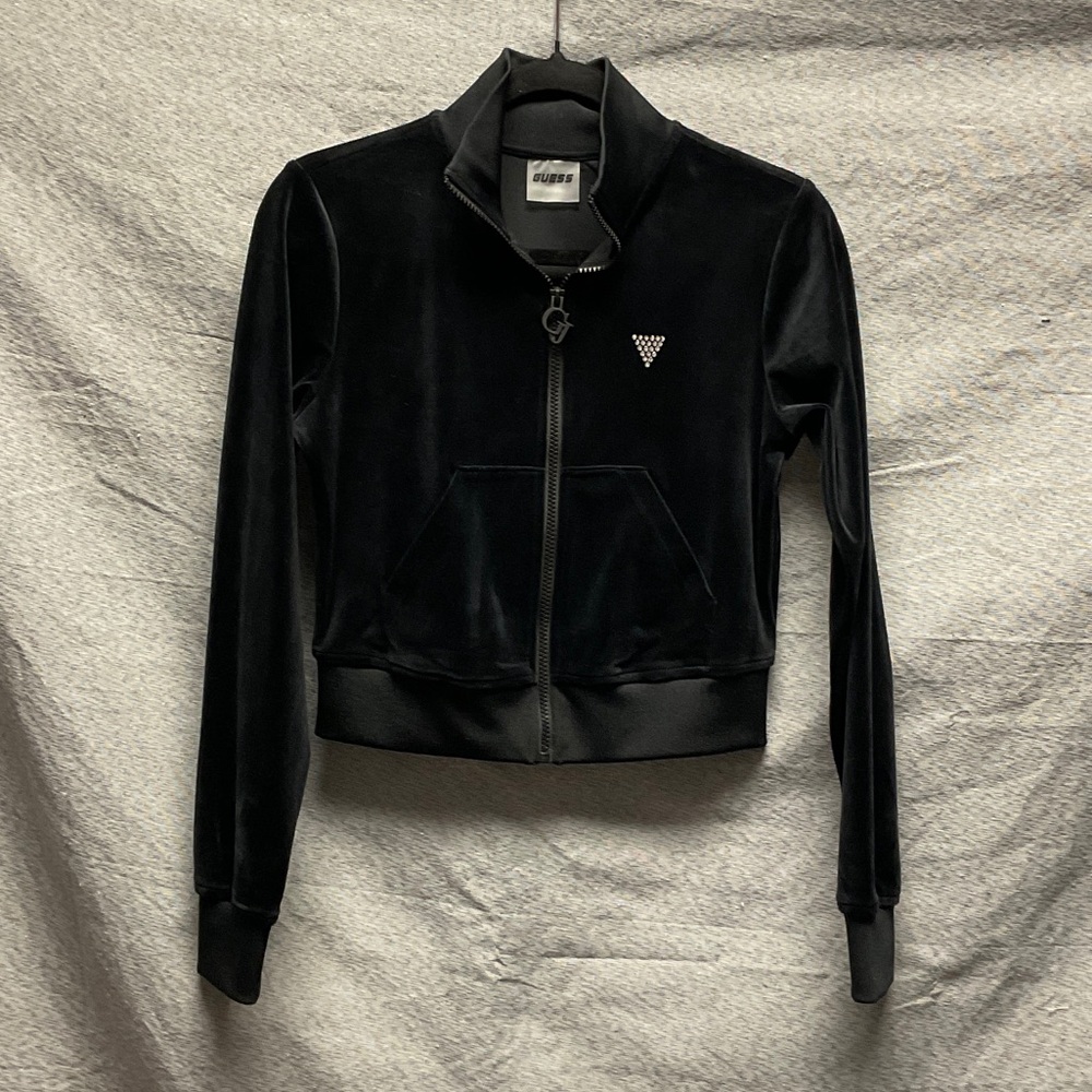 Guess Black velour zip up Jacket for Women